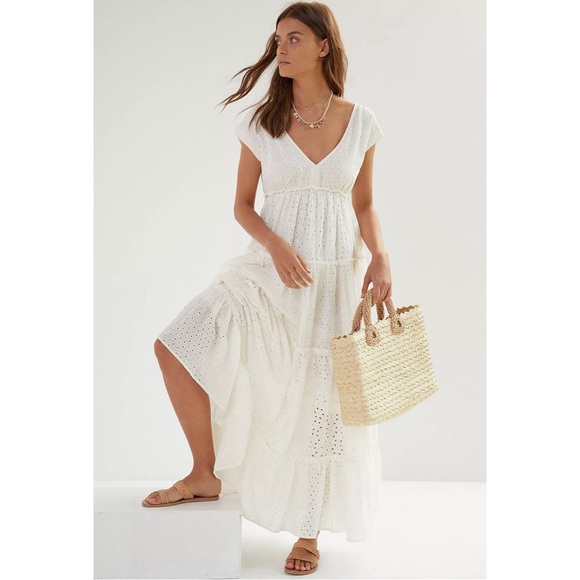 Anthropologie Dresses & Skirts - Anthropologie Tiered Eyelet Maxi Dress NWT Size Medium RARE Dress